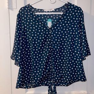 LUSH blue flower dress shirt